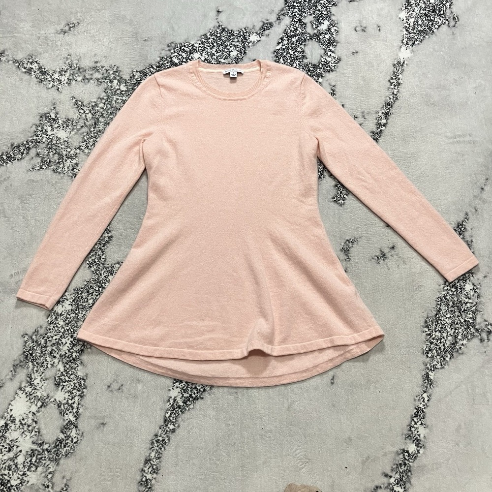 Isaac Mizrahi Live Cashmere Pink Knit Tunic Top Small Long Sleeve A-Line